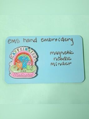 Caffeinated and Medicated Magnetic Needle Minder - Light Blue